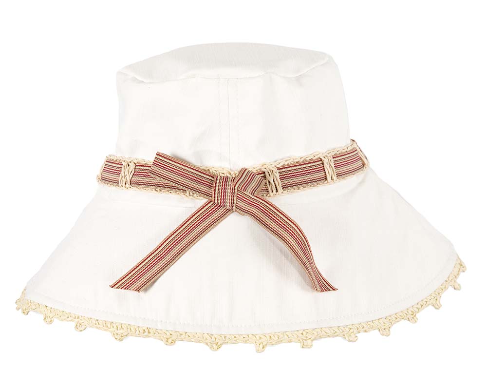 White ladies summer beach hat-3