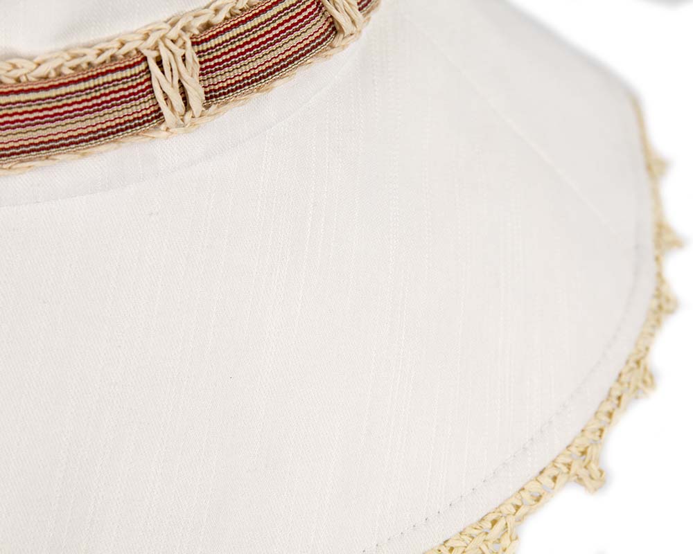 White ladies summer beach hat-2