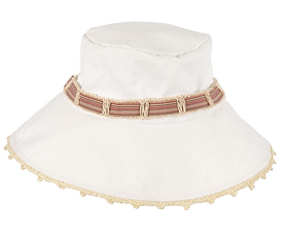 White ladies summer beach hat-1