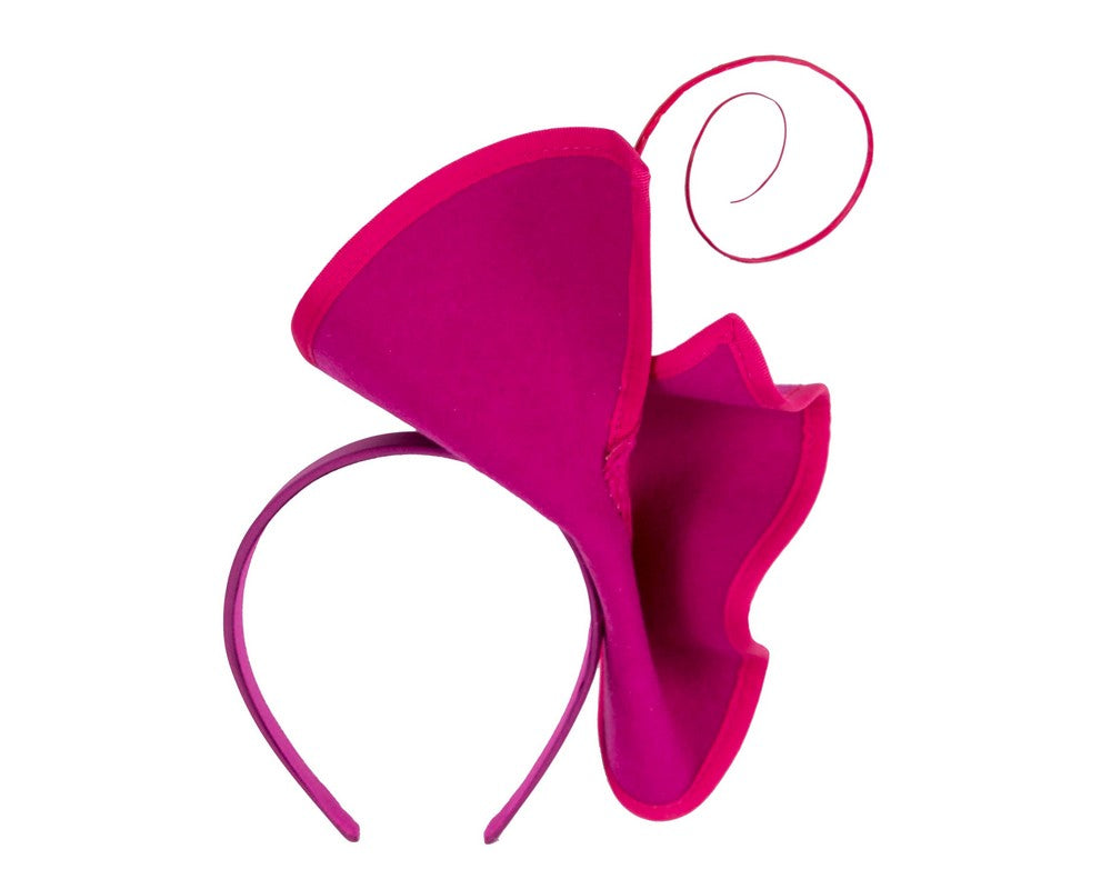 Sculpted fuchsia felt winter racing fascinator-3