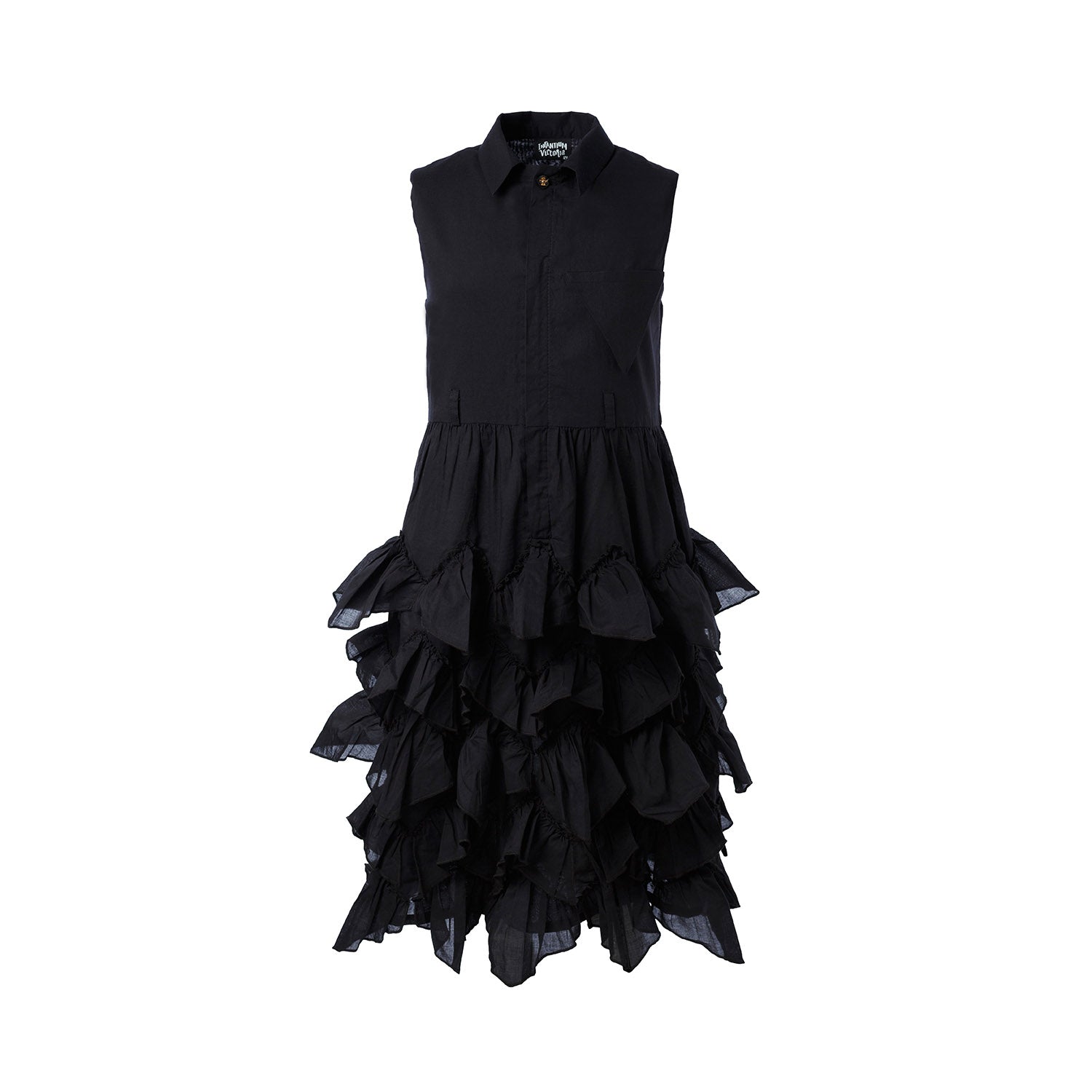 Girls Black Shirt Dress with Ruffles
