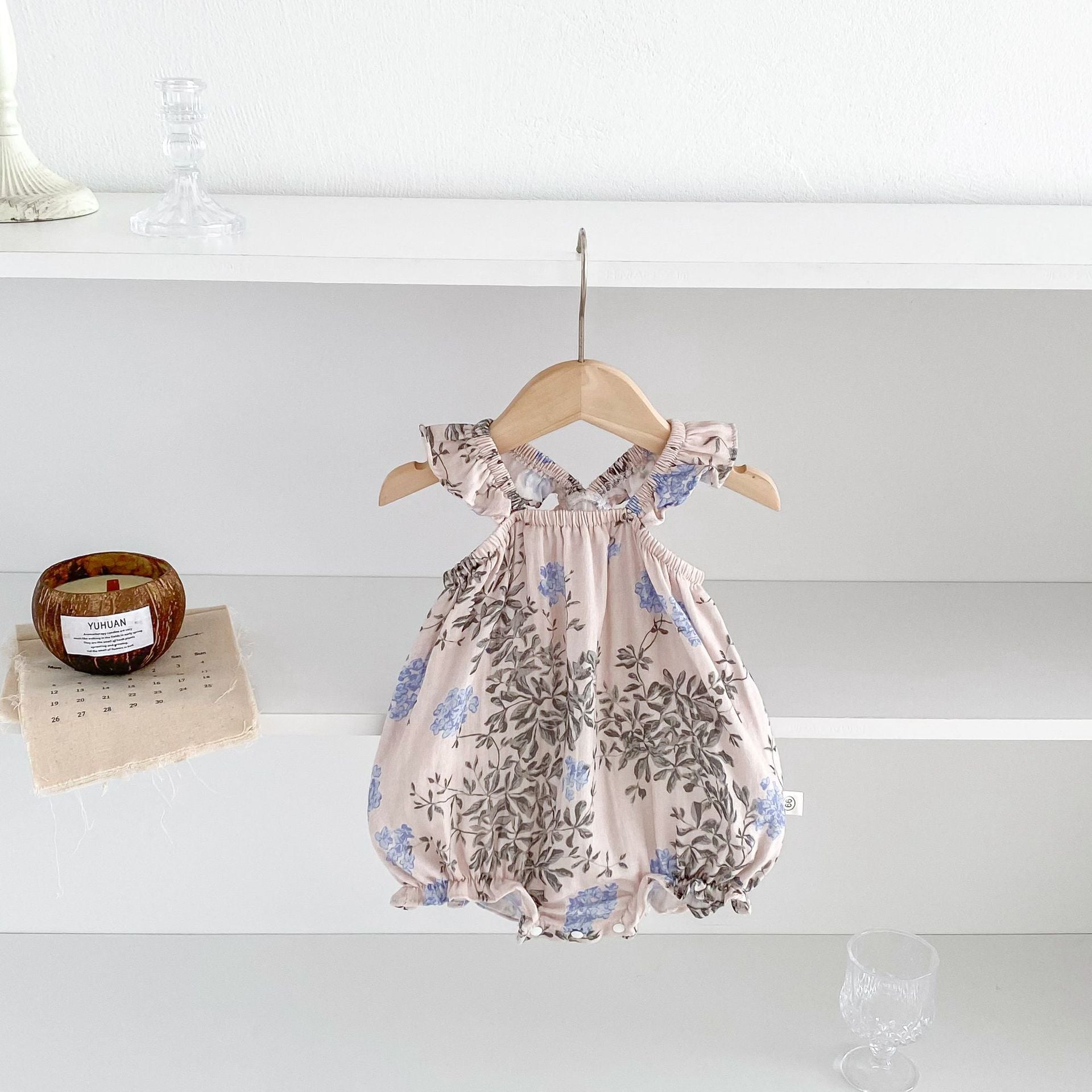Arrival Summer Baby Kids Girls Floral Pattern Thin Sleeveless Strap Onesies-1