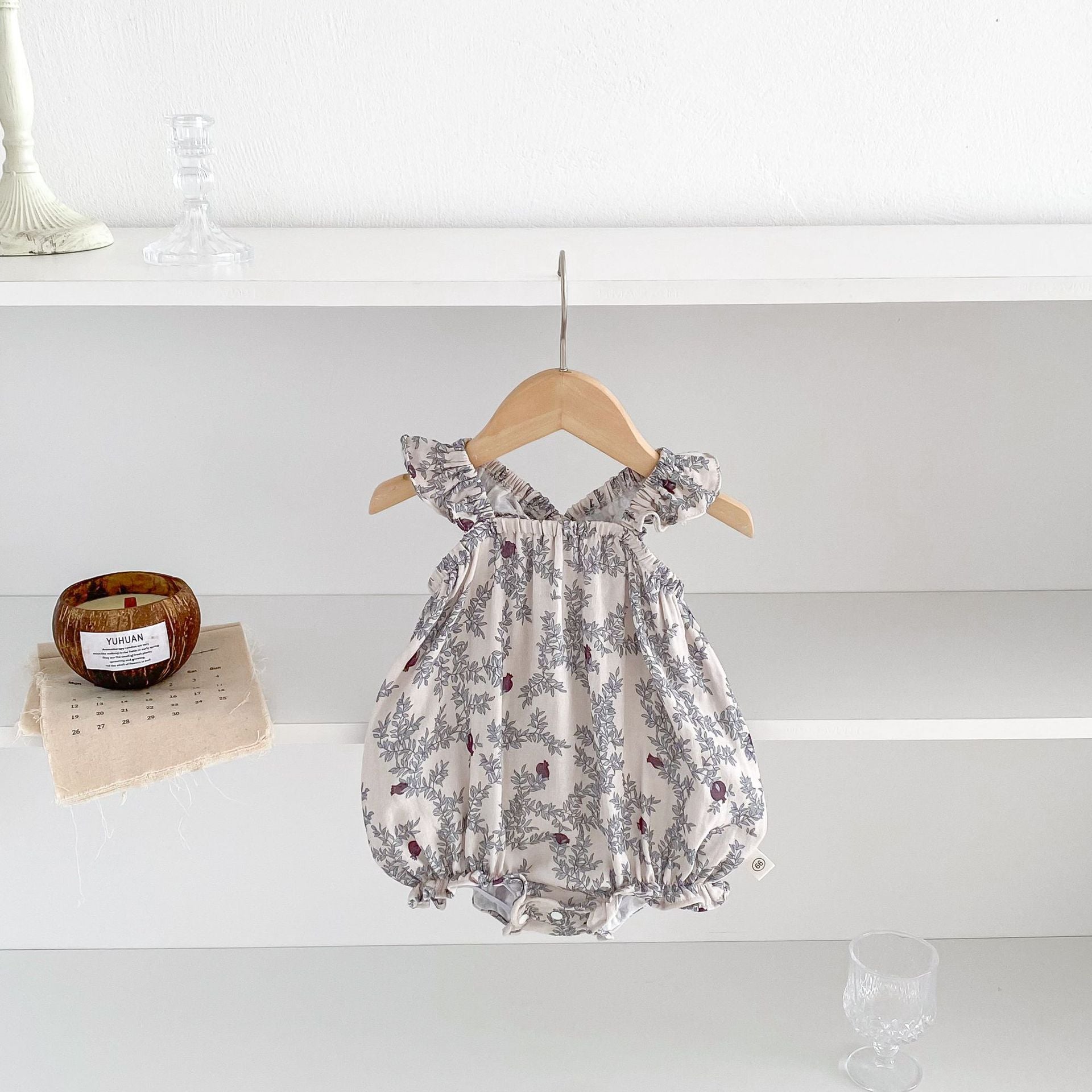 Arrival Summer Baby Kids Girls Floral Pattern Thin Sleeveless Strap Onesies-2