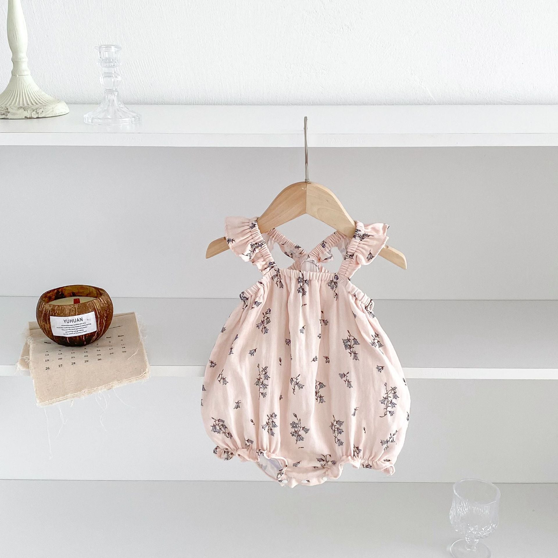 Arrival Summer Baby Kids Girls Floral Pattern Thin Sleeveless Strap Onesies-3