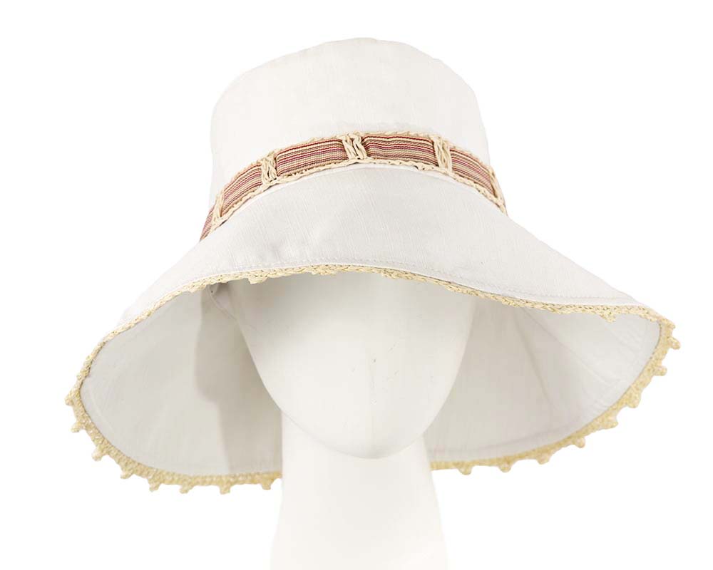 White ladies summer beach hat-0