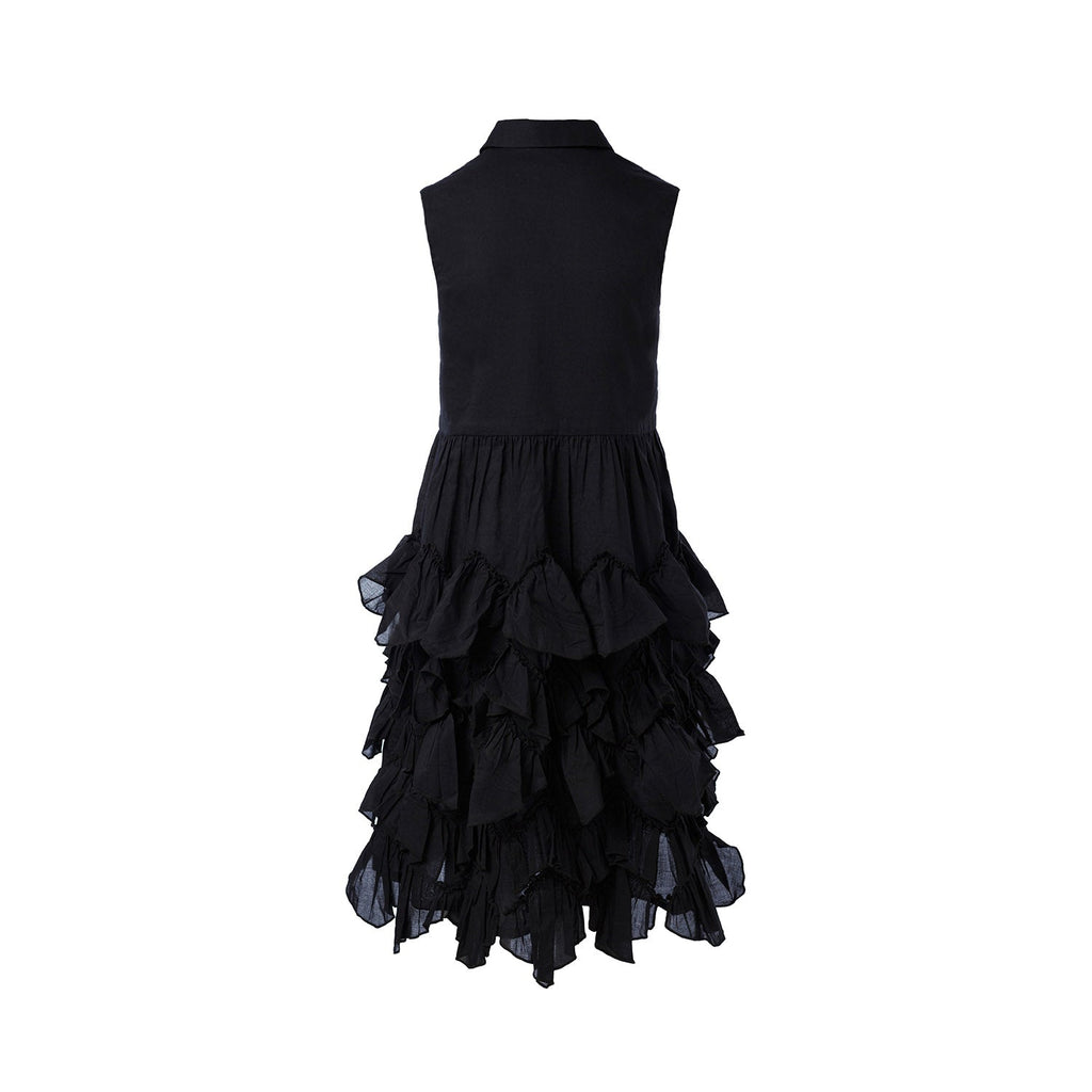 Girls Black Shirt Dress with Ruffles
